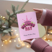 Roze koningin moederdag gevouwen noot Kaart