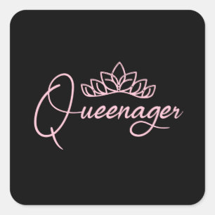Roze koningin Queenager, dramatisch koninginnen ti Vierkante Sticker