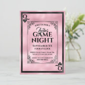 Roze Koningin van Harten Dames Spel Nacht Kaart (Staand voorkant)