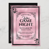 Roze Koningin van Harten Dames Spel Nacht Kaart (Voorkant / Achterkant)