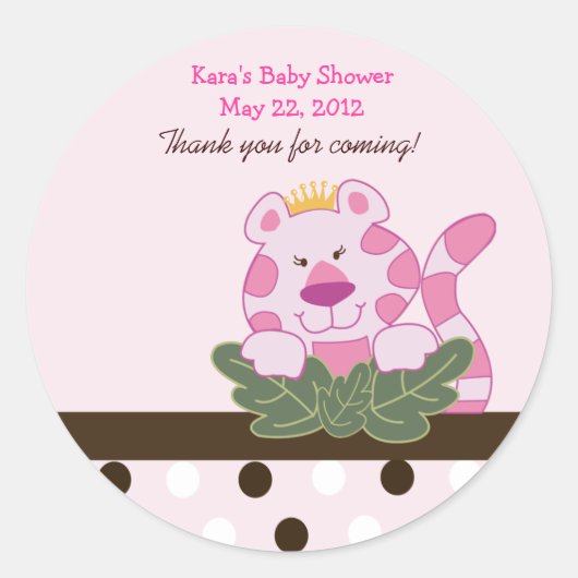 Roze Koningin van het Oerwoud Custom Favor Sticker (Voorkant)