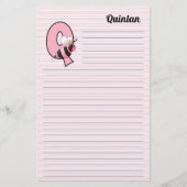 Roze koninginnenbrood met "Q" gebondenheid Briefpapier (Voorkant)