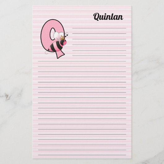 Roze koninginnenbrood met "Q" gebondenheid Briefpapier (Voorkant)