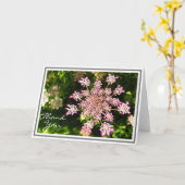 Roze koningsbloem met groene vulling kaart (Gele Bloem)