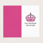 Roze koninklijke kroon, maak de datumkaart te veel visitekaartje (Buitenkant ongevouwen)
