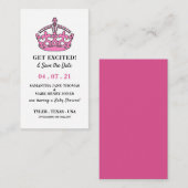 Roze koninklijke kroon, Overhaal en sla de datum o Informatiekaartje (Voorkant / Achterkant)