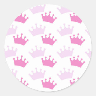 Roze Koninklijke Kroon Sprookjes Prinses Baby Show Ronde Sticker