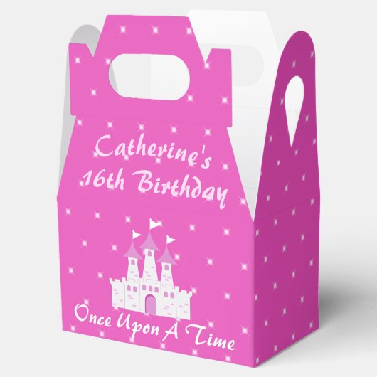 Roze Koninklijke Prinses Kasteel Meisje Verjaardag Bedankdoosjes (Geopend)