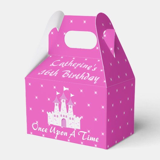 Roze Koninklijke Prinses Kasteel Meisje Verjaardag Bedankdoosjes (Voorkant Zijde)