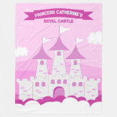 Roze Koninklijke Prinses Kasteel Meisje Verjaardag Fleece Deken (Voorkant)