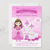 Roze Koninklijke Prinses Kasteel Meisje Verjaardag Kaart (Voorkant)