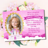 Roze Koninklijke Prinses Kasteel Meisje Verjaardag Kaart
