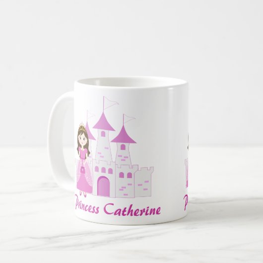 Roze Koninklijke Prinses Kasteel Meisje Verjaardag Koffiemok (Voorkant links)