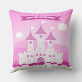 Roze Koninklijke Prinses Kasteel Meisje Verjaardag Kussen (Achterkant)