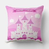 Roze Koninklijke Prinses Kasteel Meisje Verjaardag Kussen (Voorkant)