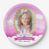 Roze Koninklijke Prinses Kasteel Meisje Verjaardag Papieren Bordje (Voorkant)