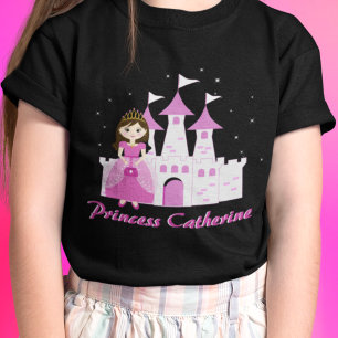Roze Koninklijke Prinses Kasteel Meisje Verjaardag T-shirt