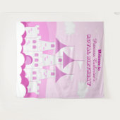 Roze Koninklijke Prinses Kasteel Meisje Verjaardag Wandkleed (Voorkant (horizontaal))