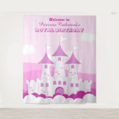 Roze Koninklijke Prinses Kasteel Meisje Verjaardag Wandkleed (Voorkant)