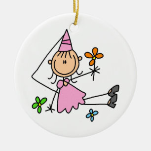 Roze koninklijke prinses keramisch ornament