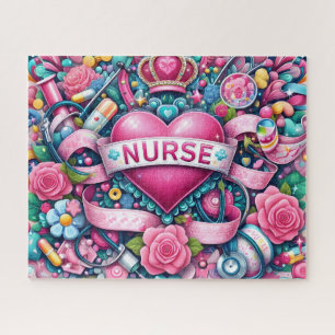 Roze Koninklijke Verpleegster Legpuzzel