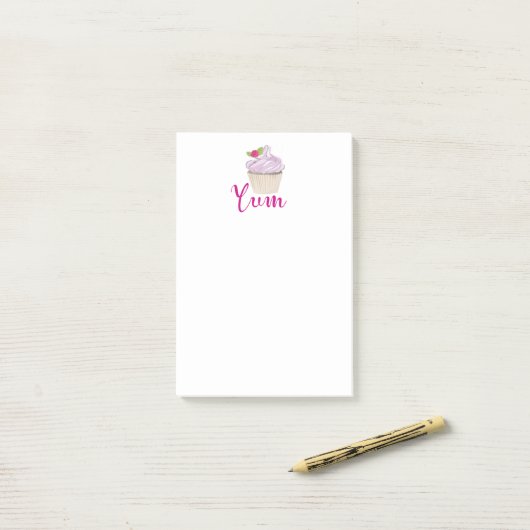 Roze kookcake Yum! Post-it® Notes (Op bureau)