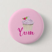 Roze kookcake Yum! Ronde Button 5,7 Cm (Voorkant)