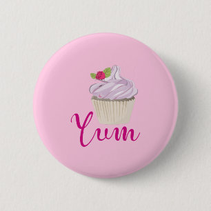 Roze kookcake Yum! Ronde Button 5,7 Cm