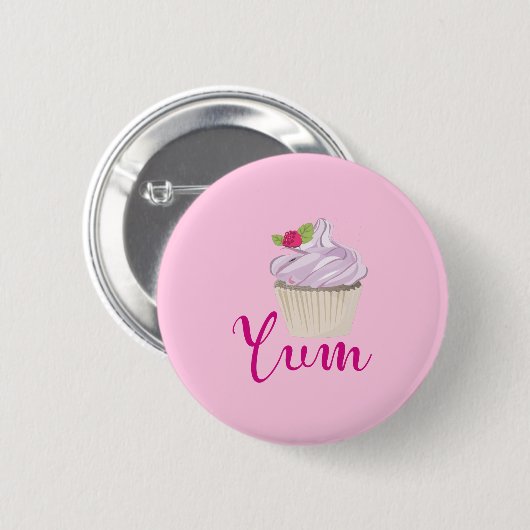 Roze kookcake Yum! Ronde Button 5,7 Cm (Voorkant /achterkant)