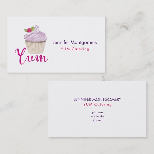 Roze kookcake Yum! Visitekaartje (Voorkant / Achterkant)