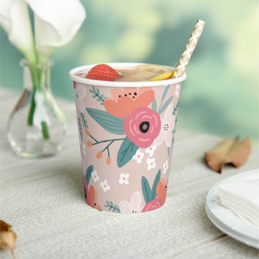 Roze Kool Roos Papier Cups Papieren Bekers (Insitu)