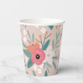 Roze Kool Roos Papier Cups Papieren Bekers (Achterkant)