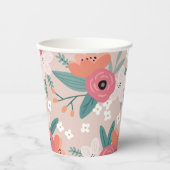 Roze Kool Roos Papier Cups Papieren Bekers (Voorkant)