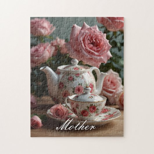 Roze Kool Roos Tea Legpuzzel (Verticaal)