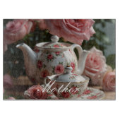 Roze Kool Roos Tea Snijplank (Voorkant)