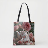 Roze Kool Roos Tea Tote Bag (Voorkant)