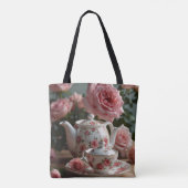 Roze Kool Roos Tea Tote Bag (Achterkant)
