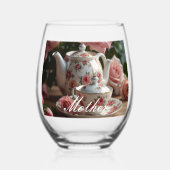 Roze Kool Roos Tea Wijnglas Zonder Voet (Voorkant)