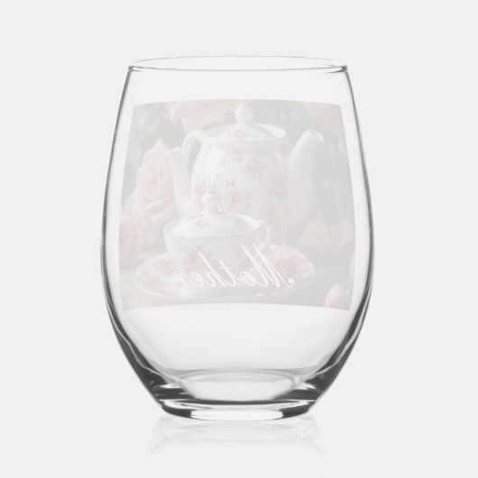 Roze Kool Roos Tea Wijnglas Zonder Voet (Achterkant)