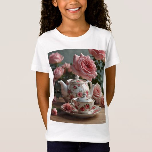 Roze Kool Roos Thee T-shirt (Voorkant)