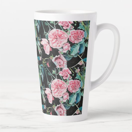 Roze Kool Rozen Roos Waterverf bloemige naam Mok (Rechts)