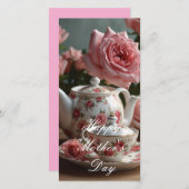 Roze Koolrabi Rozen Thee  Feestdagenkaart (Voorkant / Achterkant)