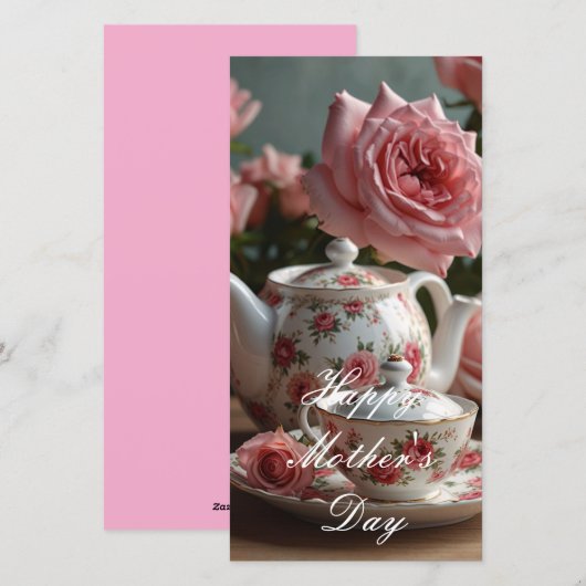 Roze Koolrabi Rozen Thee  Feestdagenkaart (Voorkant / Achterkant)