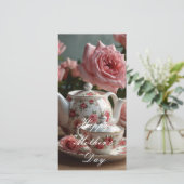 Roze Koolrabi Rozen Thee  Feestdagenkaart (Staand voorkant)