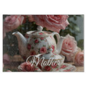 Roze Koolroos Thee Snijplank (Voorkant)