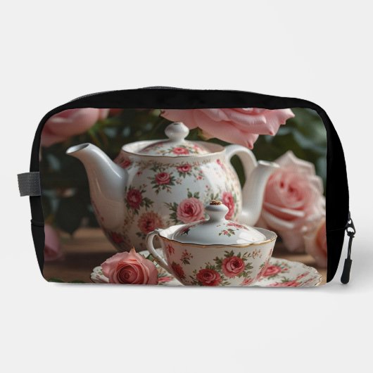 Roze Koolroos Thee Toilettasje (Voorkant)