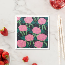 Roze Koolrozen  Servet