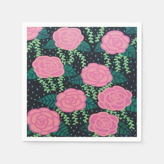 Roze Koolrozen  Servet (Voorkant)