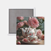 Roze Koolrozen Thee  Magneet (Voorkant / Achterkant)