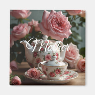 Roze Koolrozen Thee Magneet